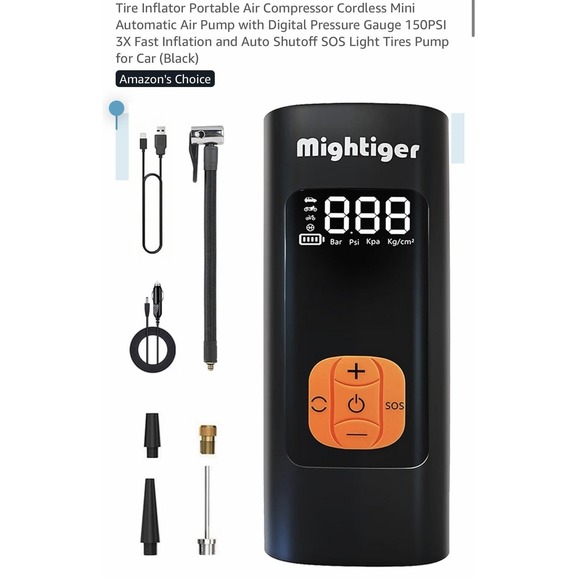 Mightiger Other - Mightiger MT-AC6000 Portable Tire Inflator Air Compressor 150PSI 6000mAh Black